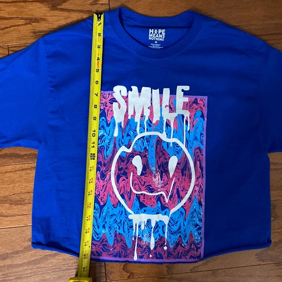 Hope Means Nothing - cut off Blue Radical Smiley T-Shirt - size Medium - Picture 7 of 7